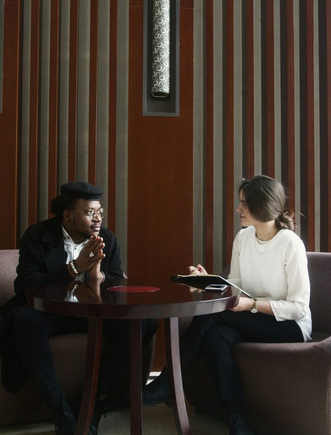 Man and Woman Having a Conversation
